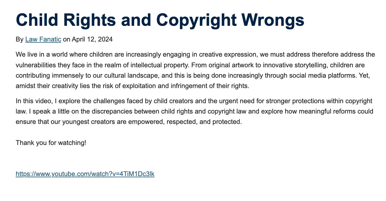 Child Rights and Copyright Wrongs